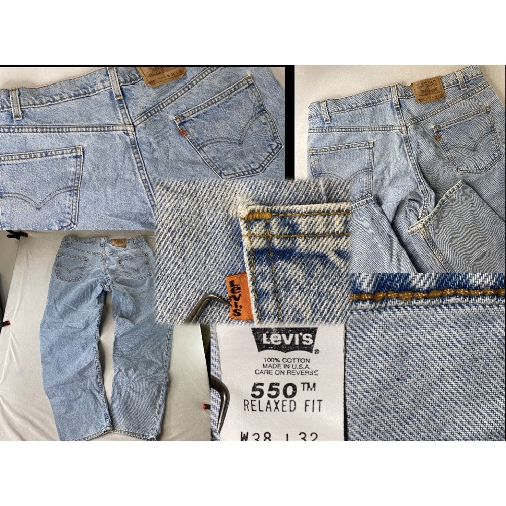 VTG 90s USA Levis 550 Jeans Orange Tab Relaxed Tapered Fit Mens 36x31 Light Wash
